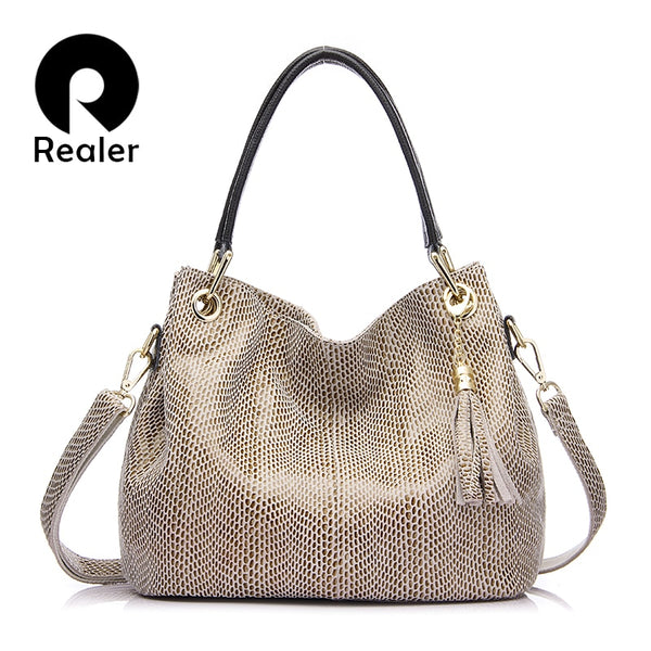Realer woman handbags genuine leather bag female hobos shoulder crossbody bags high quality leather totes women messenger bag