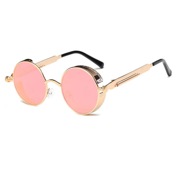 Metalen Ronde Steampunk Zonnebril Mannen Vrouwen Mode Bril Merk Designer Retro Frame Vintage Zonnebril Hoge Kwaliteit UV400