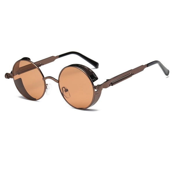 Metalen Ronde Steampunk Zonnebril Mannen Vrouwen Mode Bril Merk Designer Retro Frame Vintage Zonnebril Hoge Kwaliteit UV400