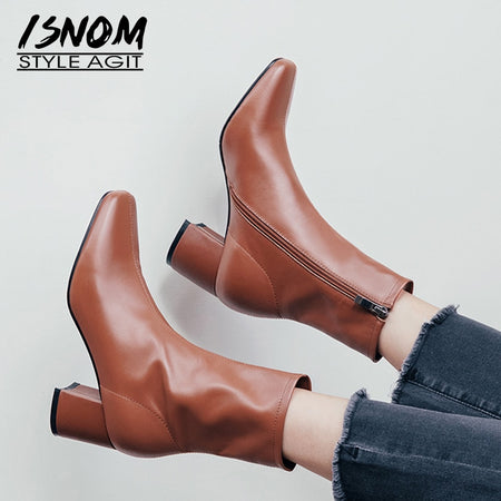 Ho Heave Women Slip On High Platform Shoes Female Fashion Casual High Ankle Boots Increased Internal Women Shoes Size 35-39