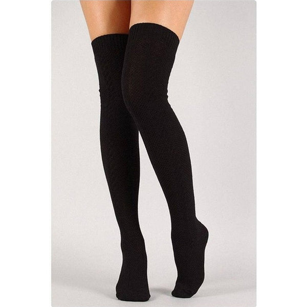 Women Over Knee Socks Fashion Female Sexy Stockings Warm Long Boot Knit Thigh-High Gray Khaki Blue Black