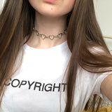 Bls-miracle Fashion Love Heart Link Single Layer Choker Necklaces For Women Golden Necklace Jewelry Valentines Party Girl Gift