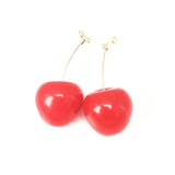 New Fashion Red Cherry Gold Drop Earring Sweet Fruit Long Crystal Earrings for Women Lady Gift Jewelry Tassel Dangle Accessories