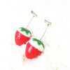 New Fashion Red Cherry Gold Drop Earring Sweet Fruit Long Crystal Earrings for Women Lady Gift Jewelry Tassel Dangle Accessories