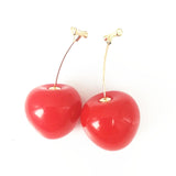 New Fashion Red Cherry Gold Drop Earring Sweet Fruit Long Crystal Earrings for Women Lady Gift Jewelry Tassel Dangle Accessories