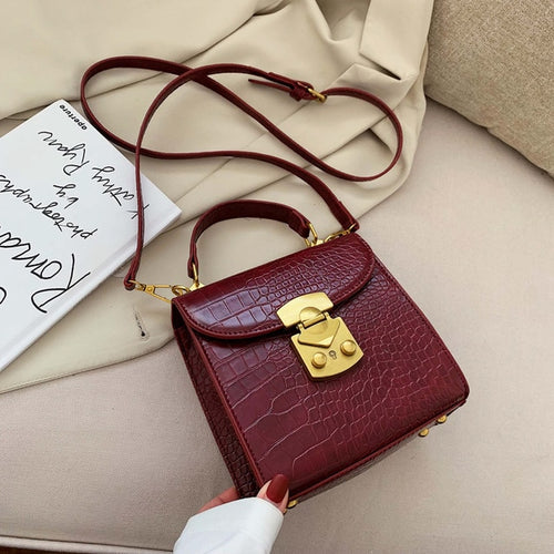 Mini Stone Pattern PU Leather Crossbody Bags For Women 2020 Lock Designer Shoulder Messenger Bag Female Travel Handbags