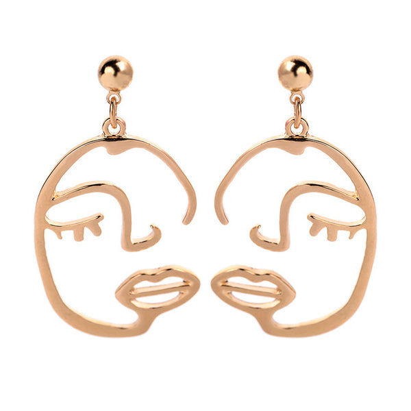 kissme Women Earrings 2020 Korean Fashion Jewelry Gold Color Alloy Face Dangle Earrings Halloween Accessories Brincos