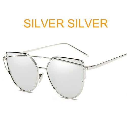 Fashion Cat Eye Mirror Sunglasses Women Vintage Round Reflective Metal Frame Sunglasses Brand Designer UV400 2020