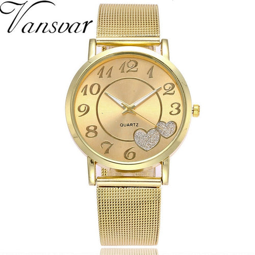 2020 Vansoar Fashion Simple Brand Women Watch Stainless Steel Strap Pin Buckle Ladies Clock Quartz Wrist Watches zegarek damski