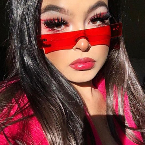 New Rectangle Sunglasses Women 2019 Fashion Luxury Brand Designer Red Pink Clear Small Lens Personality Sun Glasses Shades UV400