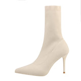 SEGGNICE Sexy Sock Boots Knitting Stretch Boots High Heels For Women Fashion Shoes 2020 Spring Autumn Ankle Boots Booties Female