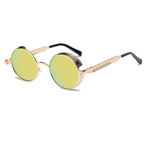 Metalen Ronde Steampunk Zonnebril Mannen Vrouwen Mode Bril Merk Designer Retro Frame Vintage Zonnebril Hoge Kwaliteit UV400