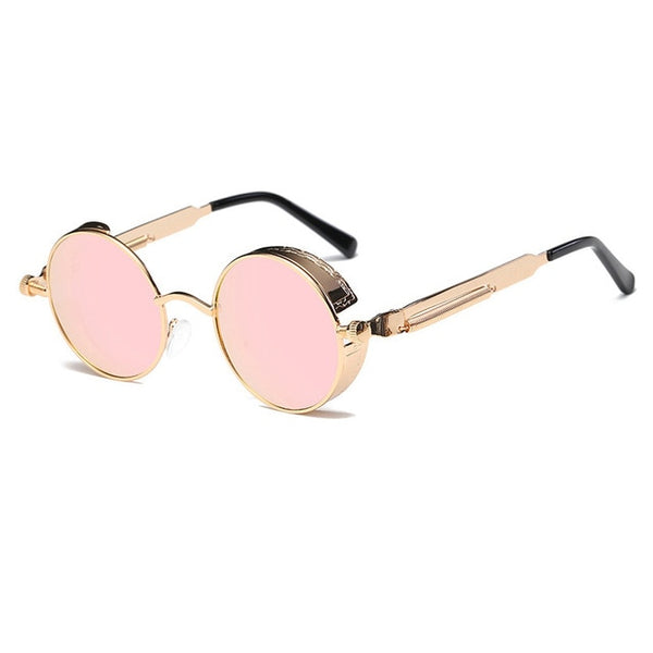Metalen Ronde Steampunk Zonnebril Mannen Vrouwen Mode Bril Merk Designer Retro Frame Vintage Zonnebril Hoge Kwaliteit UV400